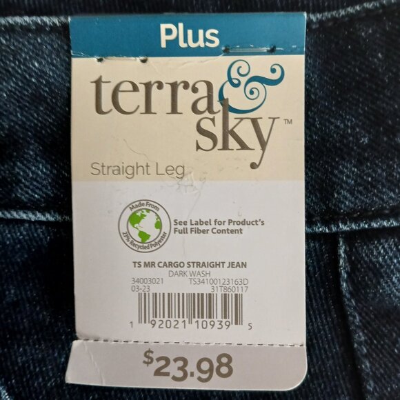 Terra & Sky Women's 24W Plus Size Chop Pocket Straight Leg Jeans - Picture 8 of 8